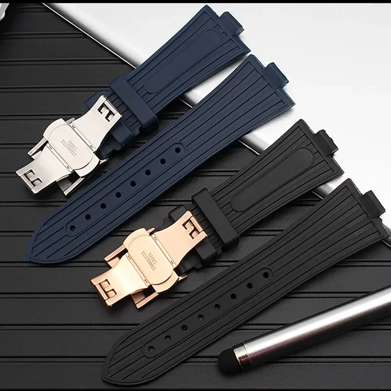 High quality Silicone Watch Band For Vacheron Constantin Overseas VC 47450 VC 49020 Watchbands Men Luxurious Watch Strap 25X8mm