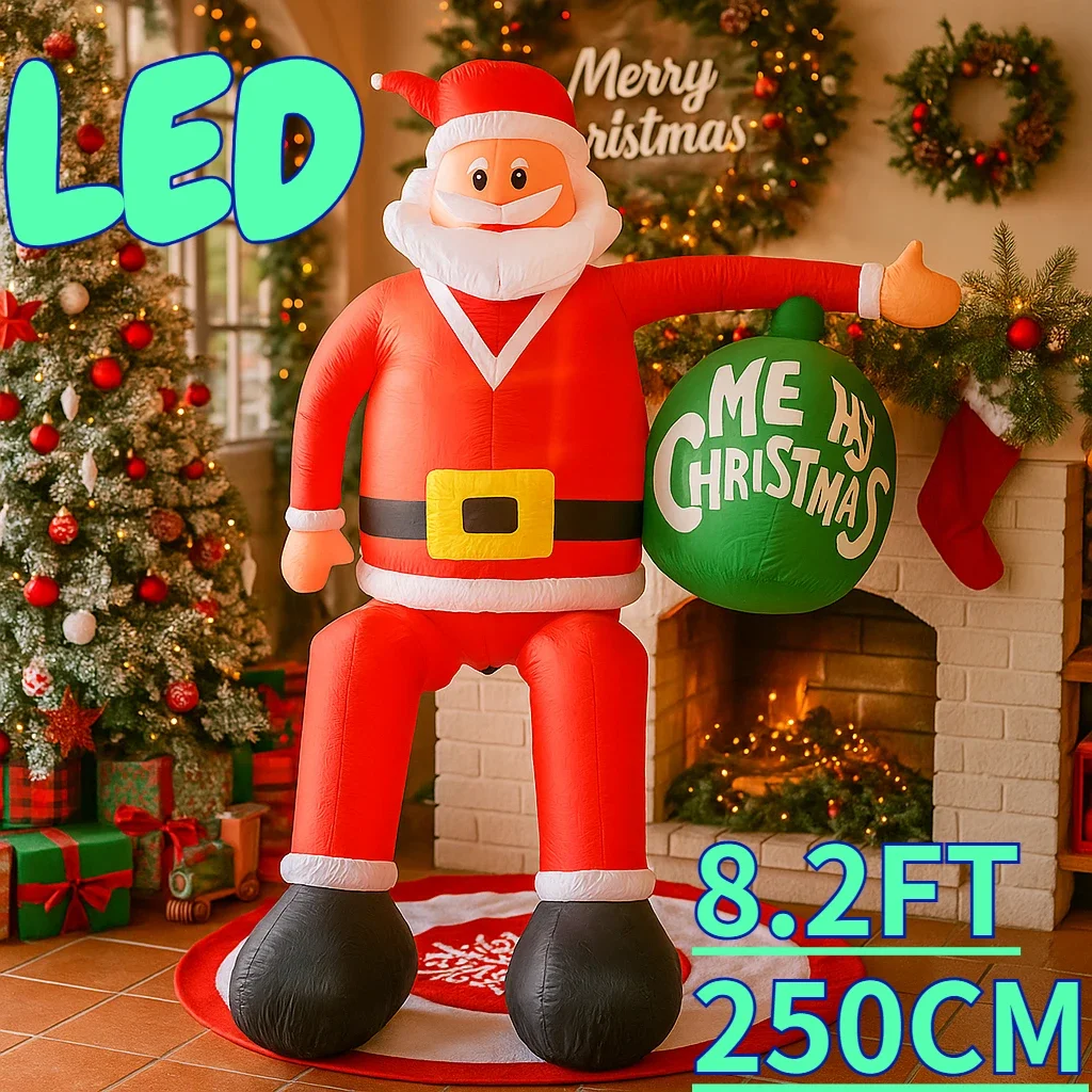 8,2 ft Aufblasbare Spielzeug Santa Claus Weihnachten Ball Weihnachten Hof Rasen Party Dekoration LED Lichter Festliche Outdoor Urlaub Dekor
