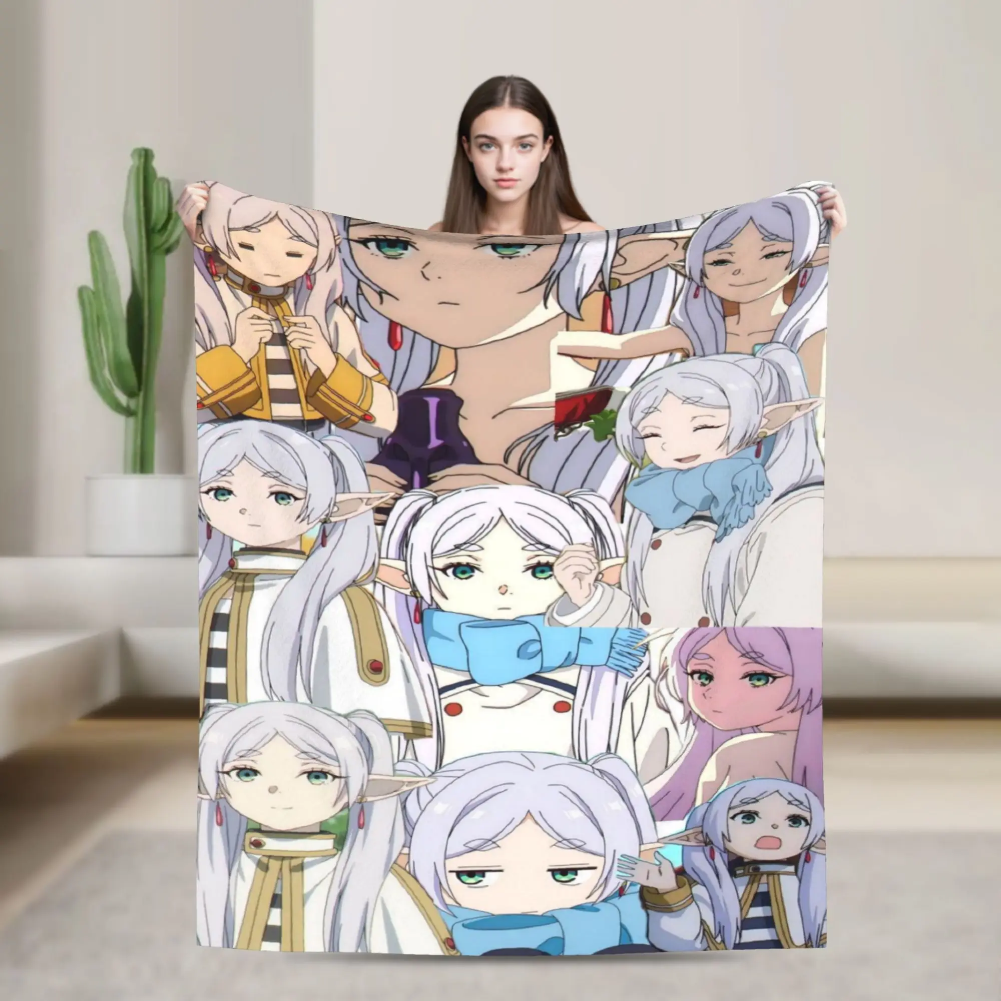Warm Soft Blanket Cartoon Frierens Beyonds Journeys End Throw Blanket  Flannel Bedspread For Couch Chair Sofa Bed Cover
