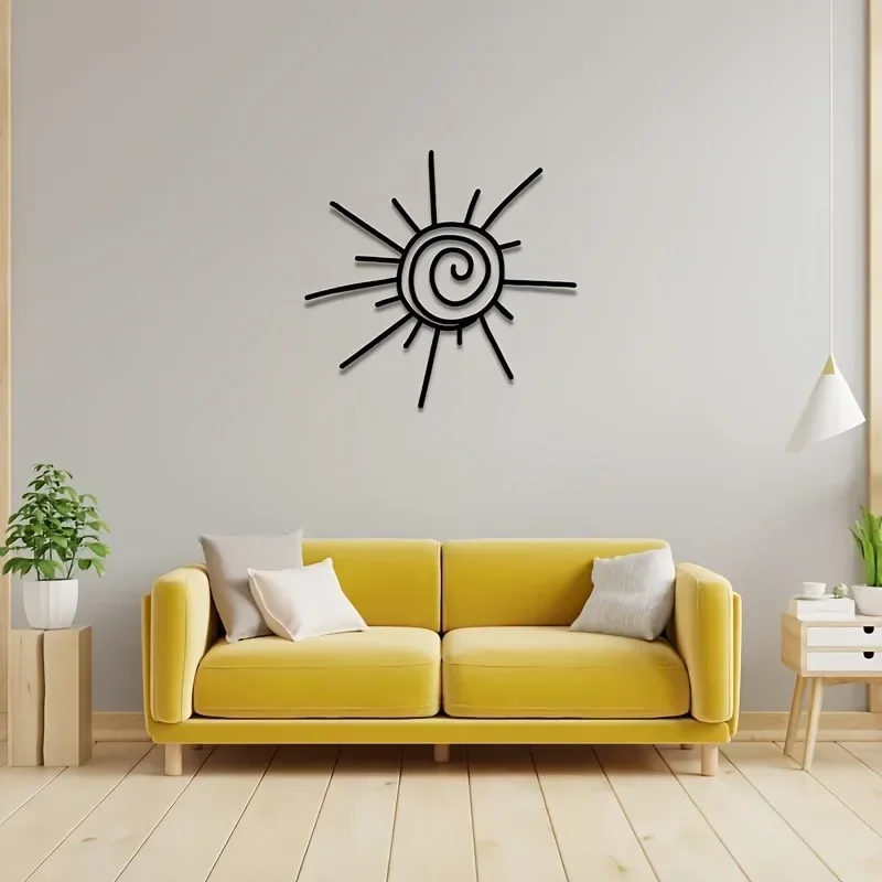 【2D Flat】Large Chic Metal Sunburst Wall Art - Transverse Beach Decor for Outdoor Patio & Garden - Durable Rustproof Hanging