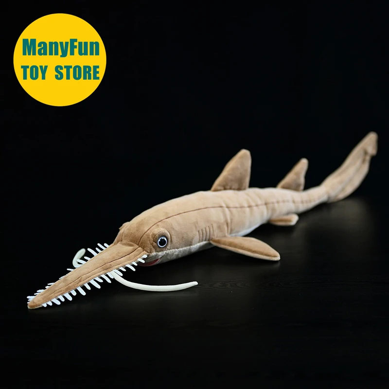 Realistic Sawshark High Fidelity Saw Shark Plushie Lifelike Halberd Shark Plush Toy Fish Stuffed Animal Doll Toy Gift