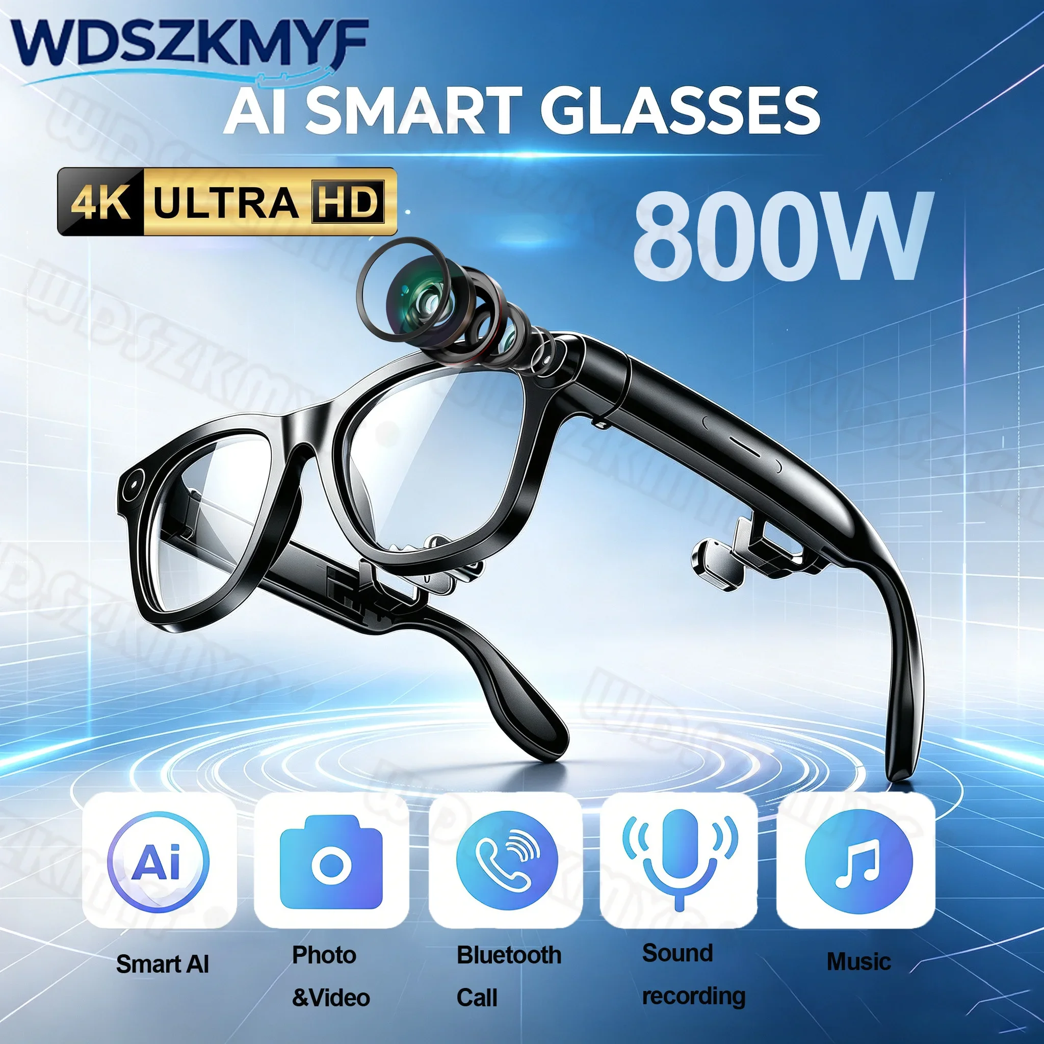 4K AI Smart Glasses  for GPT Camera Multifunctional Bluetooth Call Mah  Voice Assistant Control Sunglasses Action Cam for vlog