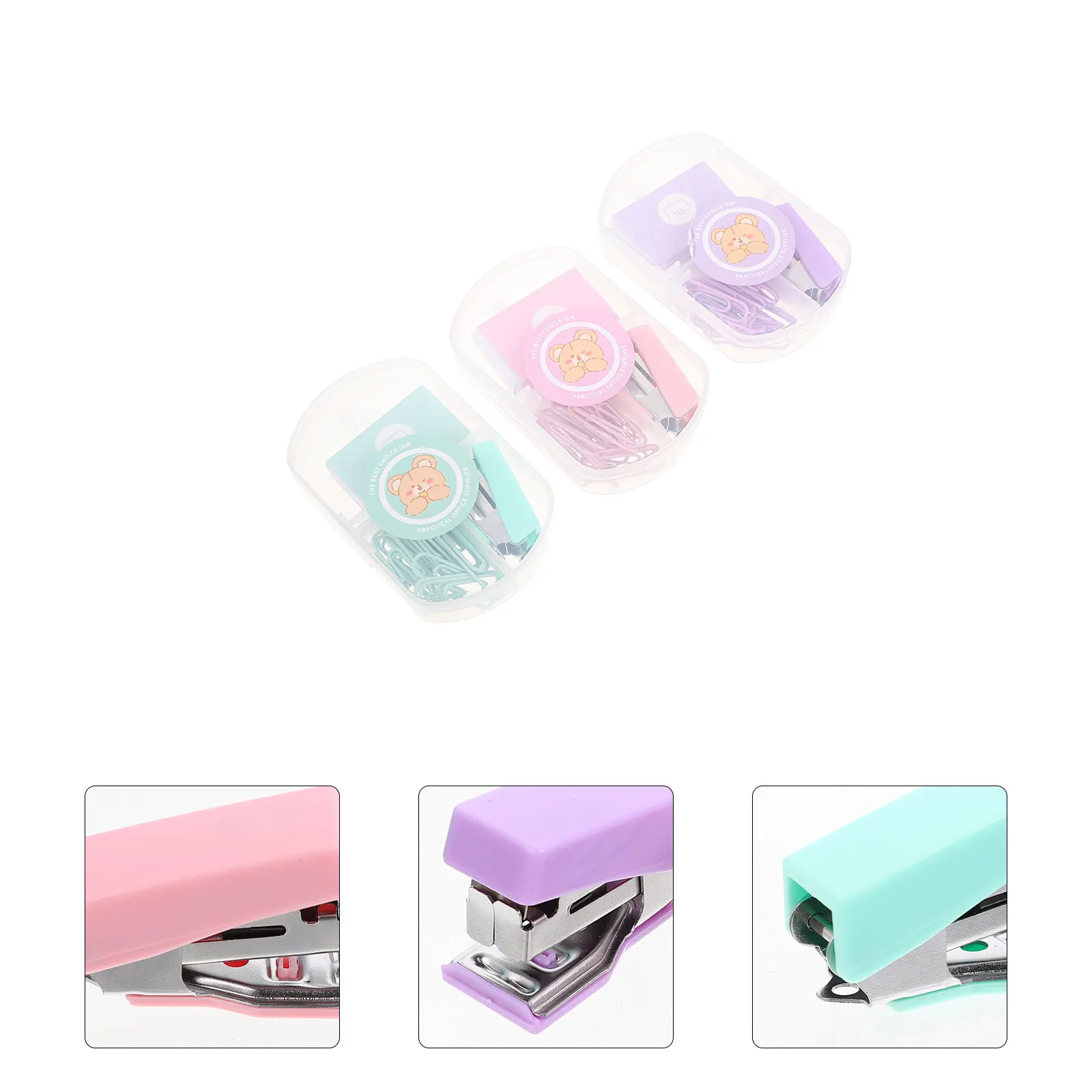 3 set Stapler Staple Clips Kit Office Binding Supplies Student Stationery Multi-Use Paper Fastener Set For Home School Work