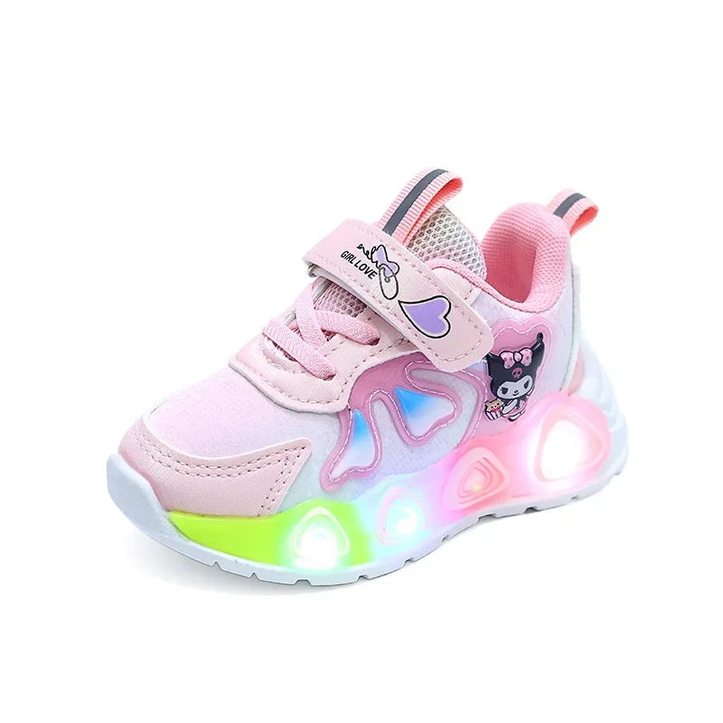 Sanrio GirlsBoys Mesh Breathable Sport Shoes Summer New LED Children\'s Sneakers Kids Casual Shoes Light Shoes for 0-6Y