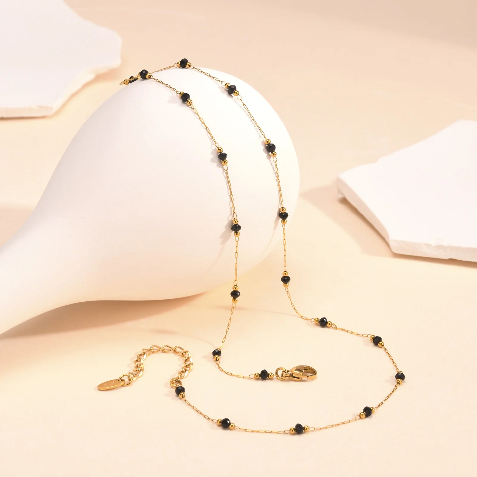 Stainless Steel Chain Beads Necklace 18K Yellow Gold Plated for Women Girls Gift Wholesale Jewelry - Image 5