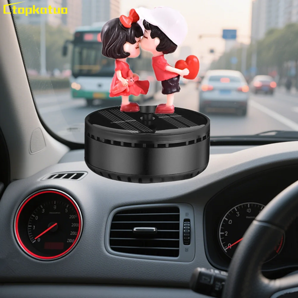 

Cartoon Couples Solar Car Dashboard Ornaments Cute Couples Romantic Figurines Auto Interior Decorative Accessories