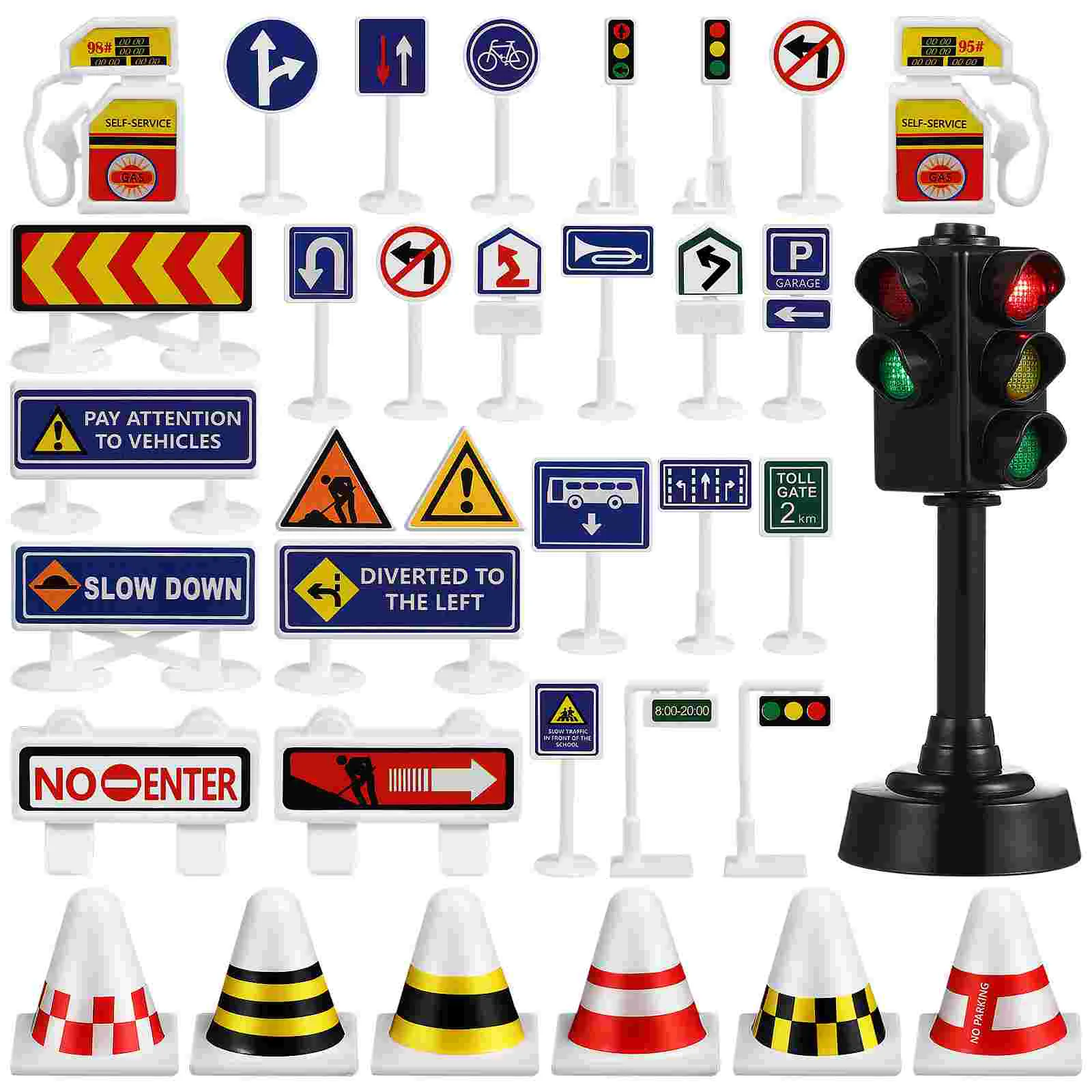 56 Pcs Traffic Light Toy Sign Children’s Toys Miniature Handheld Road Signs Playset