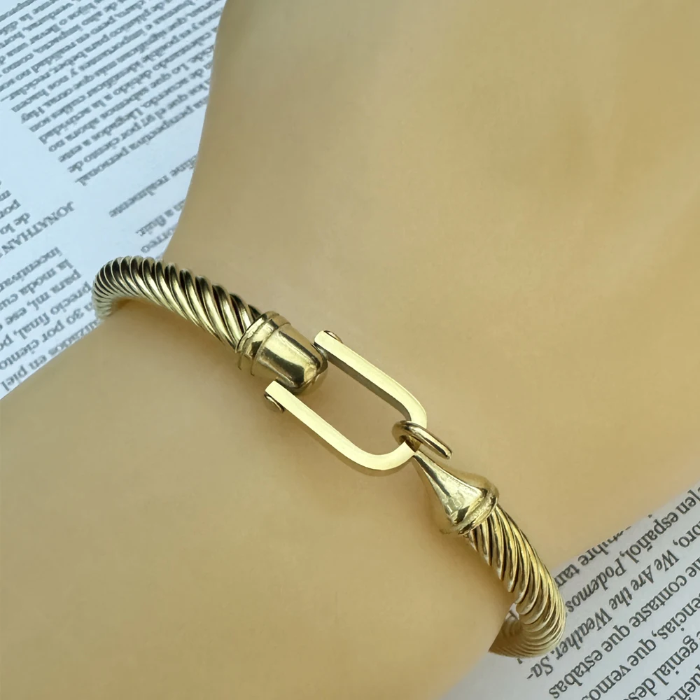 Trendy Charm Cuff Tie Knot Bracelets And Bangles for Men 3 Colors  Stainless Steel 304 Wire Thin Simple Gift Jewelry