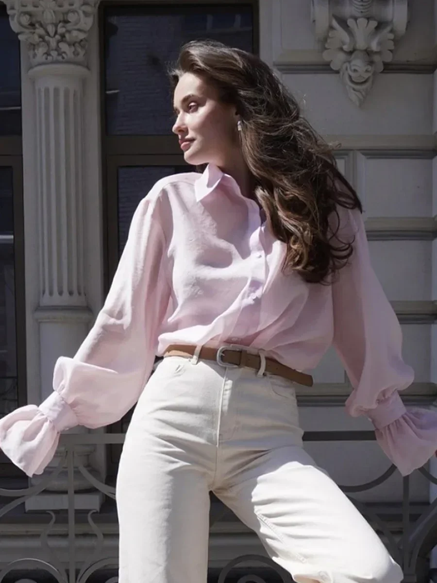 

Autumn spring 2025 New Women's Commuting Long Sleeve Shirt Button Down Office Blouse Loose Casual Shirt