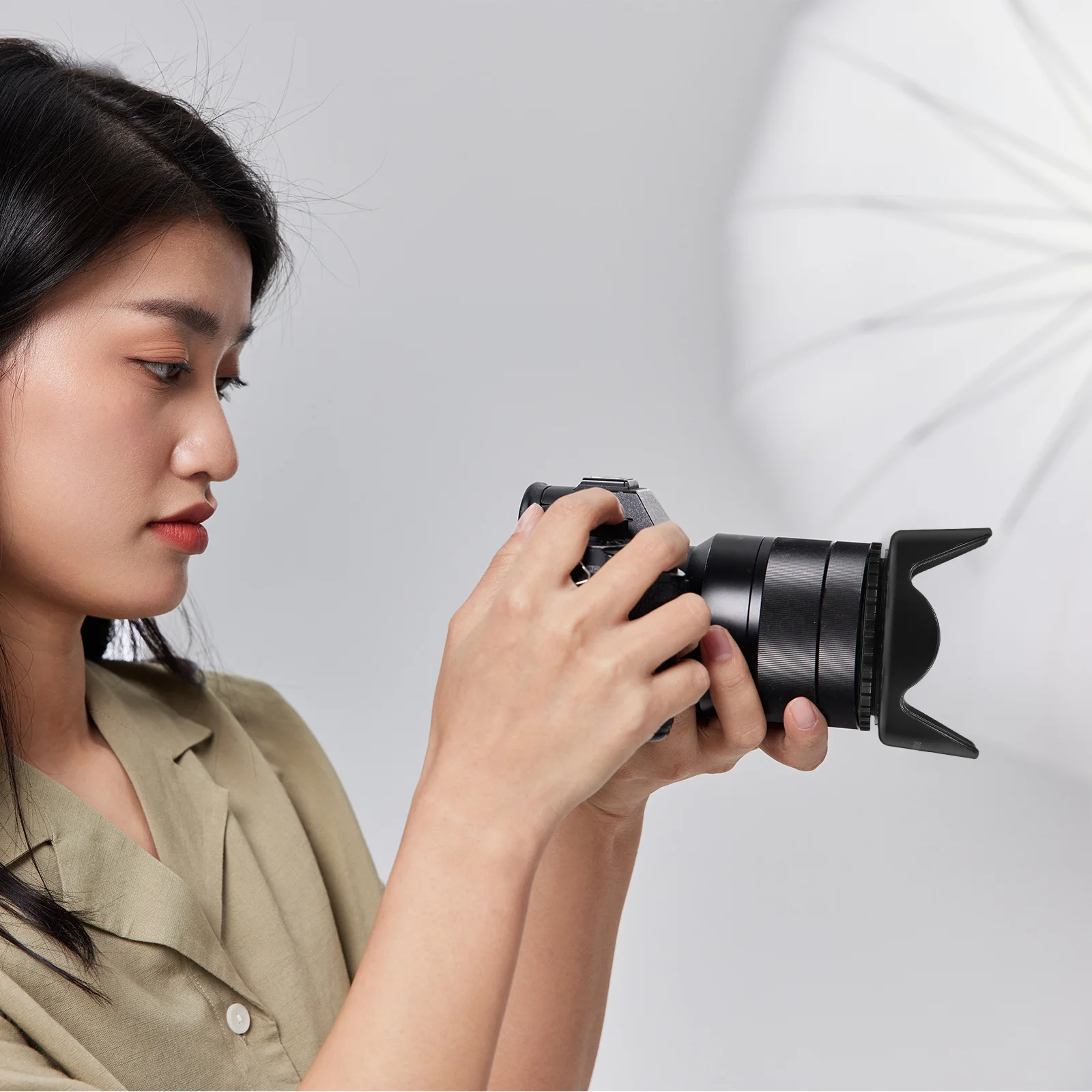 

52Mm Dslr Camera Lens Hood Black Durable Abs Rubber Prevent Glare Lens Flare Olympus