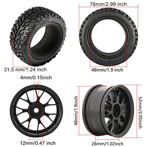 1.9 بوصة 75 مم عجلة إطارات عربات التي تجرها الدواب على الطرق الوعرة 12 مم محاور سداسية مطاطية ل 1/14 1/16 1/10 RC سيارة Wltoys 144001 Scx10 Traxxas Trx-4 Tamiya أفضل 12 إطارا مطاطيا مبيعا للمنمنمات - No3