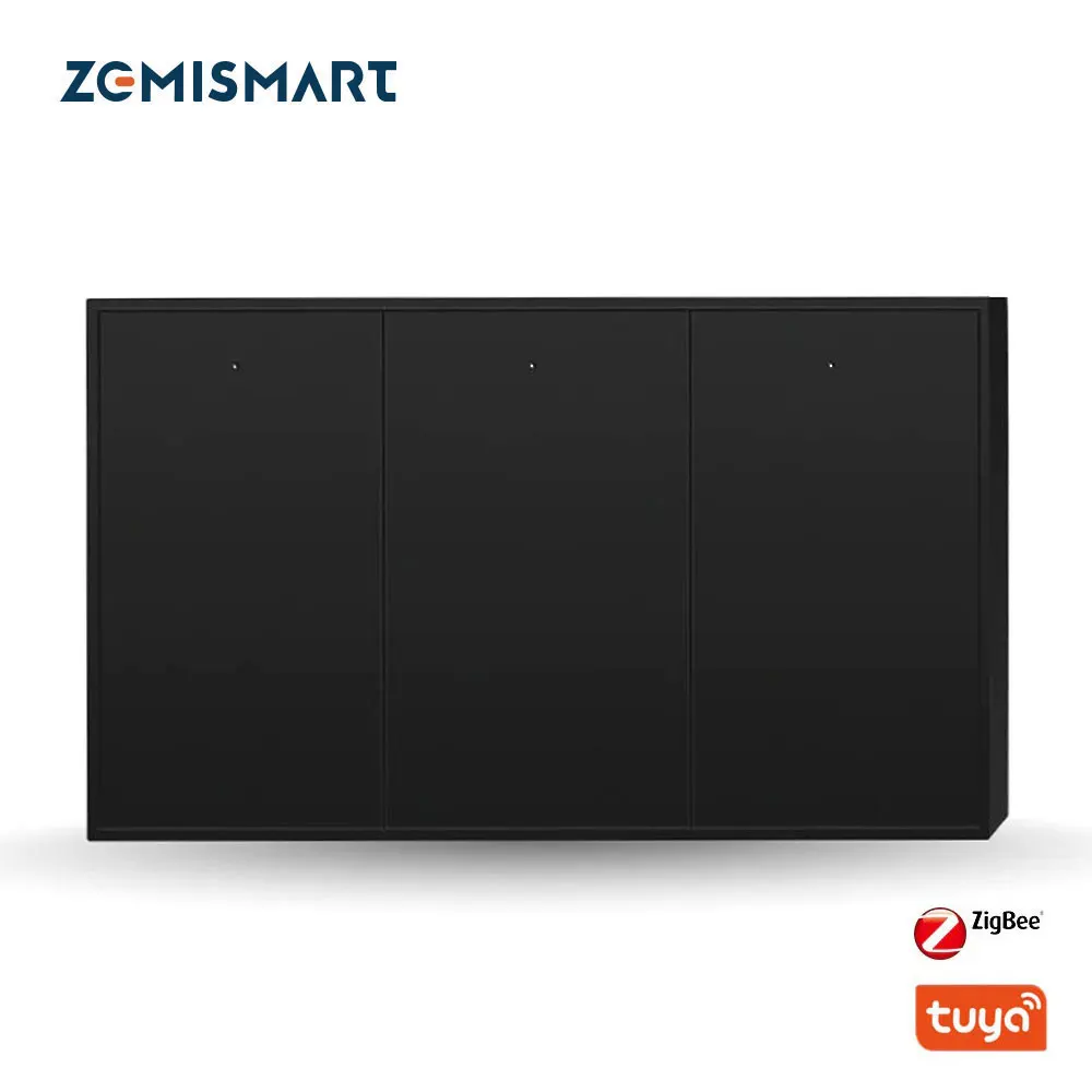 Zemismart Tuya Zigbee Smart Wall Light Switch with Neutral 1 2 3 4 Gangs Black Interruptor Alexa Google Home Smartthings Edge