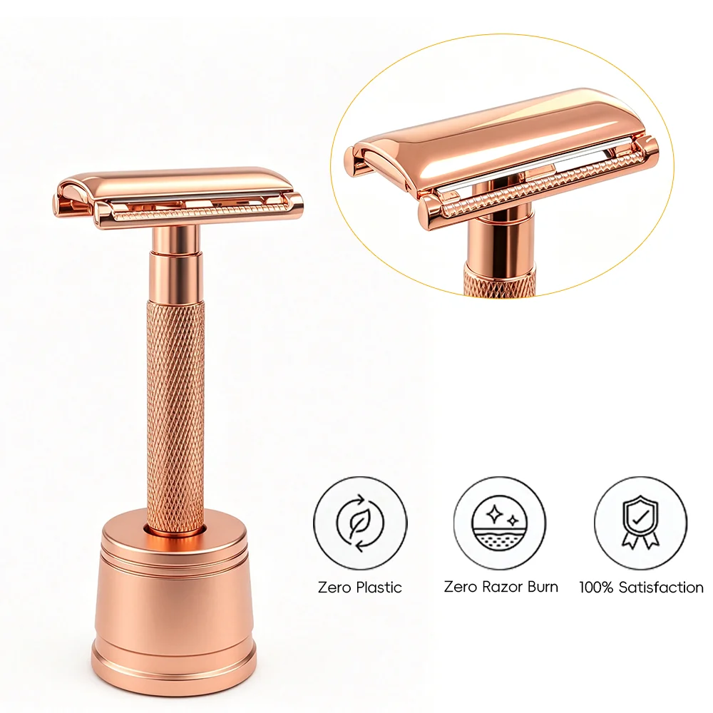 Double Edge Men Safety Razor Knurled Metal Handle Classic Manual Shaver Reusable Wet Shaving Beard Razor 3 Colors Shaver Razor