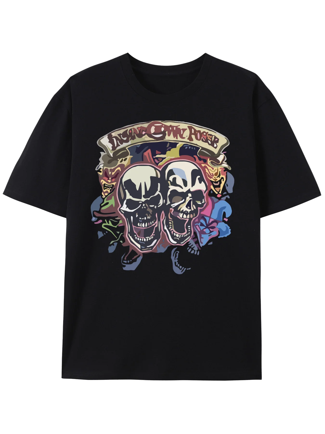 

Two Color Skull Graphic Printing Summer Autumn Winter Cotton Men's and Women's T-shirt Short Sleeve Luxury Outdoor Sports Brand