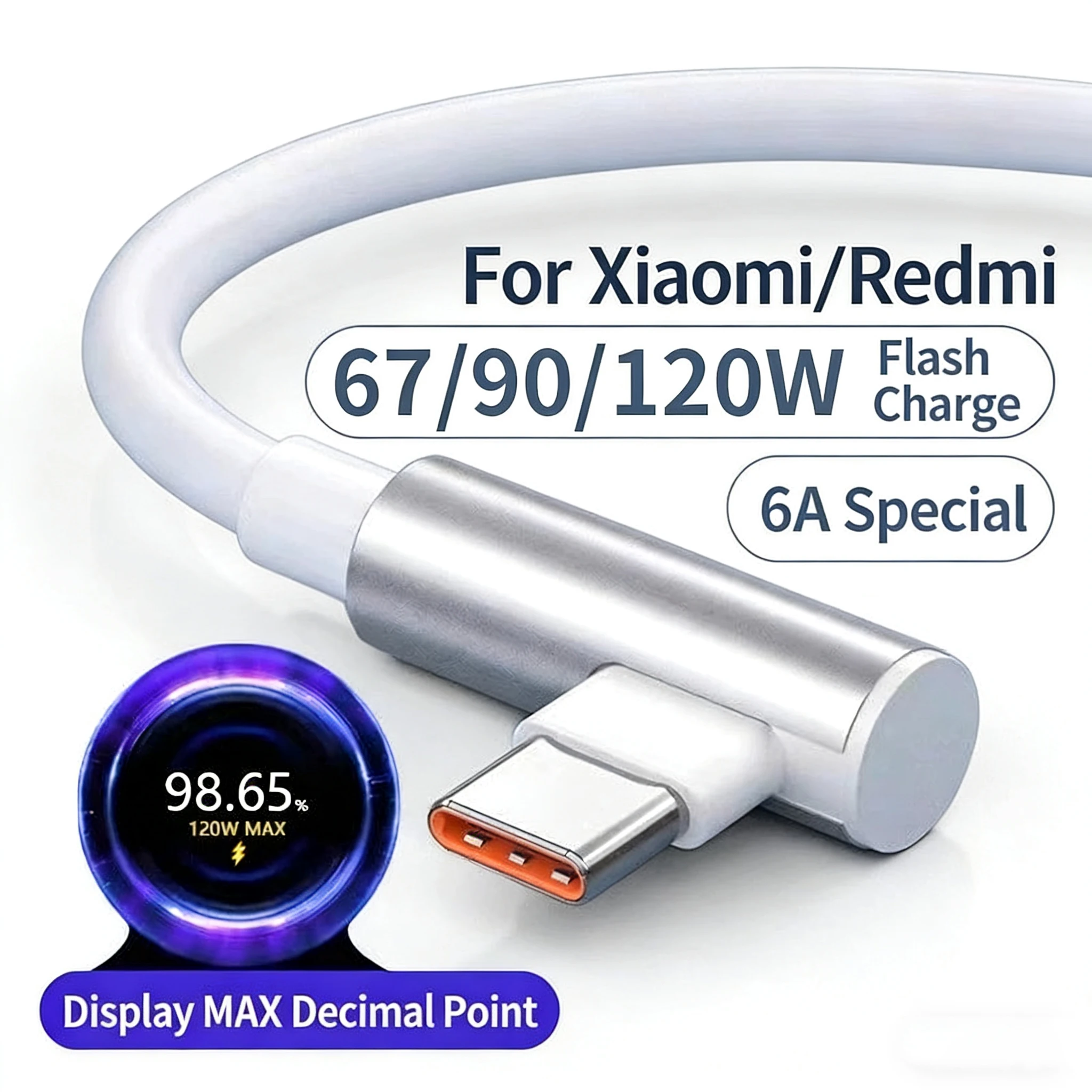 90-Grad-Winkeladapter 6A 67W 120W Schnellladekabel Typ C für Xiaomi 13 14 15 Ultra Redmi Note 12 13 14 Pro POCO X4 GT X5 X6 X7 Pro