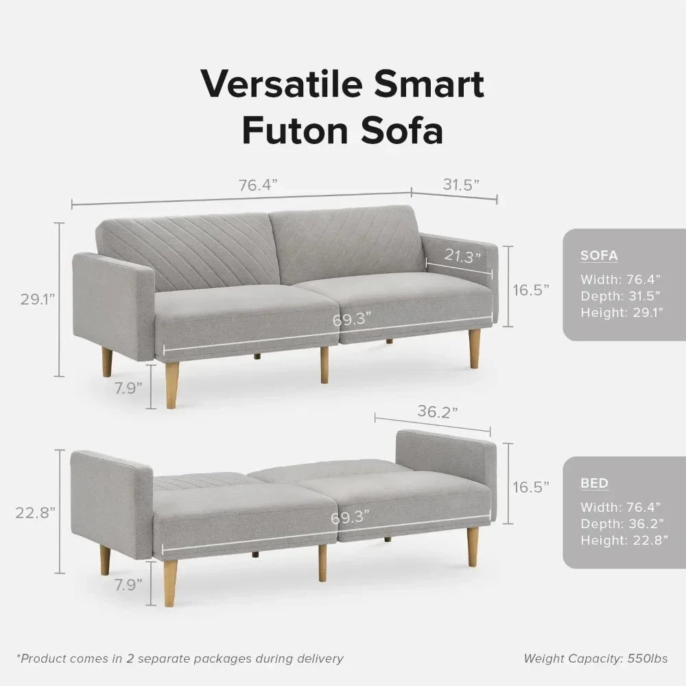 SAT Canapé-lit en tissu gris clair pour salon، canapé-lit، futon Modern du middle du ciccle