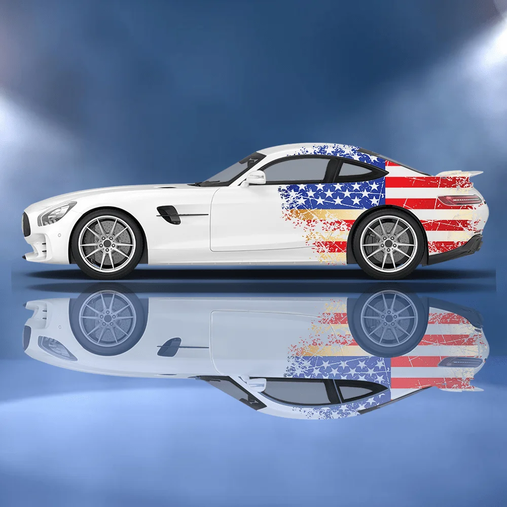 

Blue and red flag pentagon car stickers, full-body decals for decoration, scratch protection, and waterproof car vinyl wraps