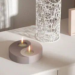 Yin Yang Cement Candle Holder Mold Tealight Concrete Candlestick Silicone Mould Home Decoration