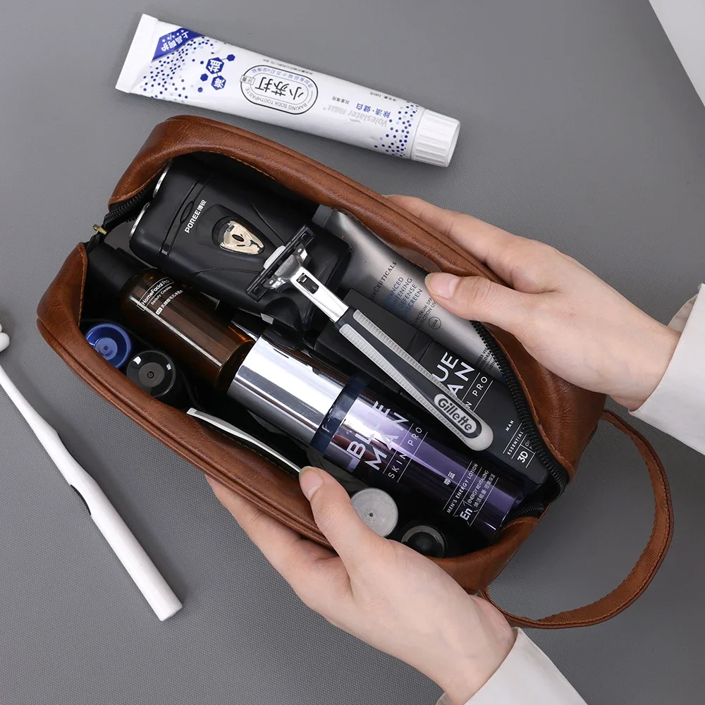 Tas Perlengkapan Mandi Mewah Antik Pria Tas Cuci Organizer Penyimpanan Gantung Pria Kotak Rias Kosmetik Bisnis Penting untuk Perjalanan
