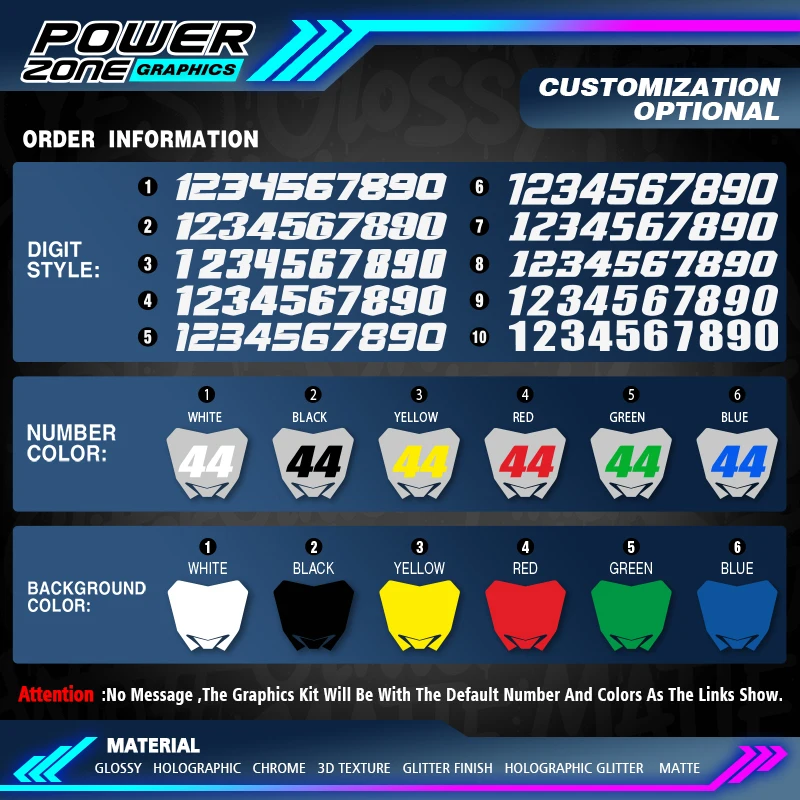 PowerZone Chrome Graphics Stickers For Husqvarna 2019 2020 2021 TC FC TX FX FS 2020 2021 2022 2023 TE FE Holographic 163 - view 4