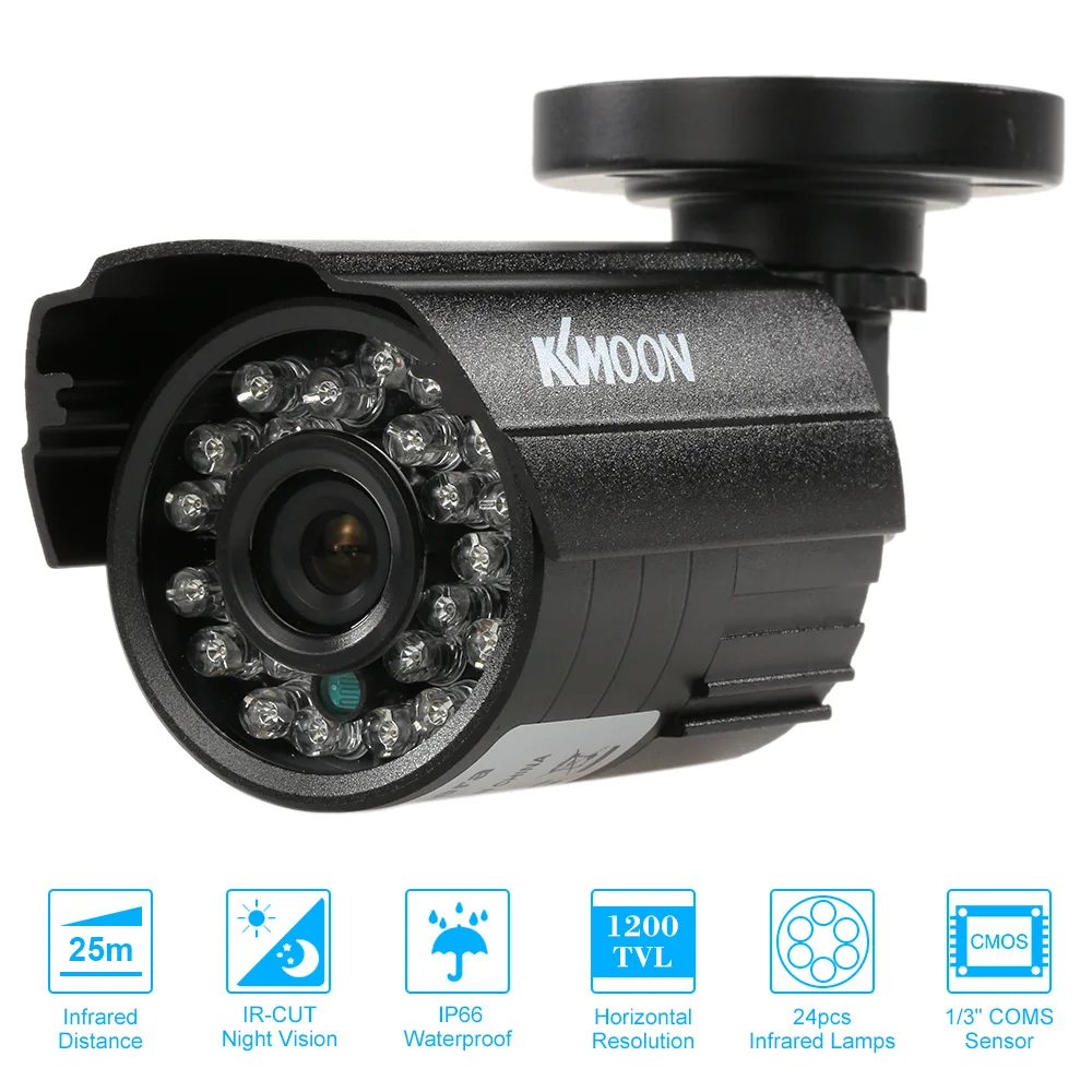 Cámara analógica 200TVL CCTV cámara tipo bala 24 lámparas IR visión nocturna 1/3 ''CMOS IR-CUT impermeable para sistema PAL de seguridad del hogar