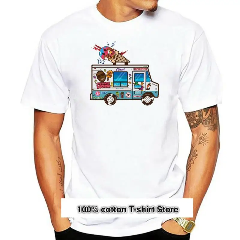 Camiseta de cuello redondo para hombre, camisa corta de verano, Камион de helados guwops, 2024