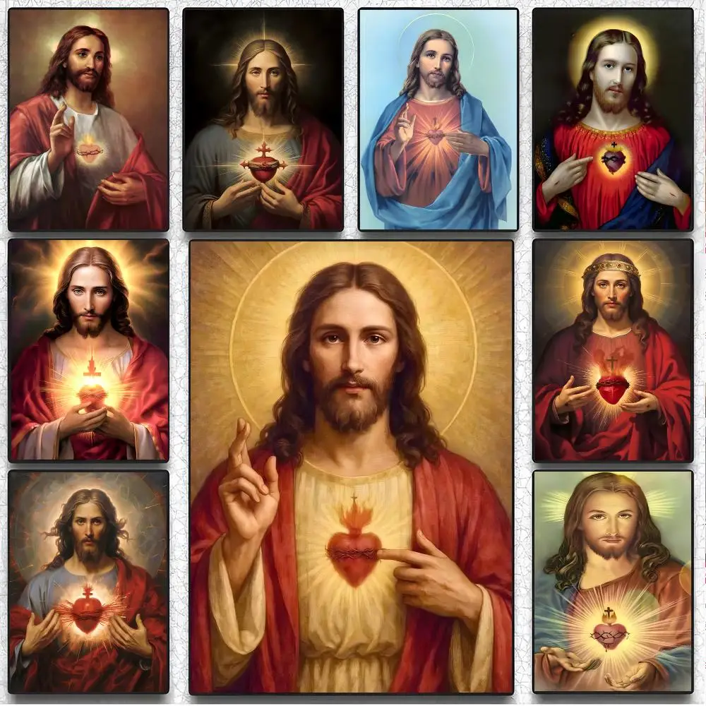 artwork painting S-Sacred Heart Of Jesus Canvas Poster Artistic Instant Peel-Off Wall Decor Atmosphere Setter