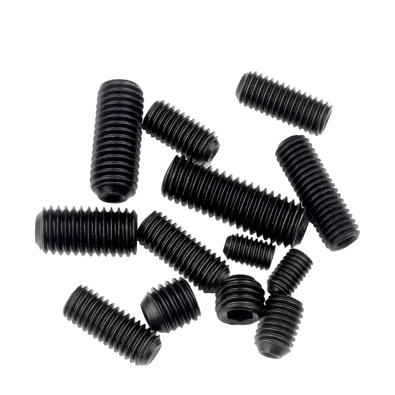 50pcs UNC UNF Black Grade 12.9 Carbon Steel 8#-32 10#-24 1/8-40 5/32-32 Hex Socket Set Screw Headless Cup Point Set Screw