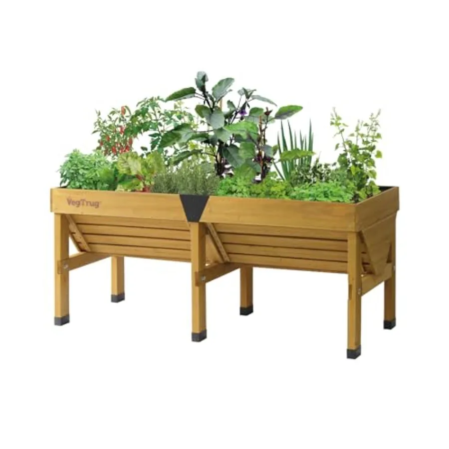 Classic Raised Bed Cedar Wood Planter with Segmented Design, Natural, Medium 1.8m - V-Shaped Raised Garden Bed for Outdoor Gard