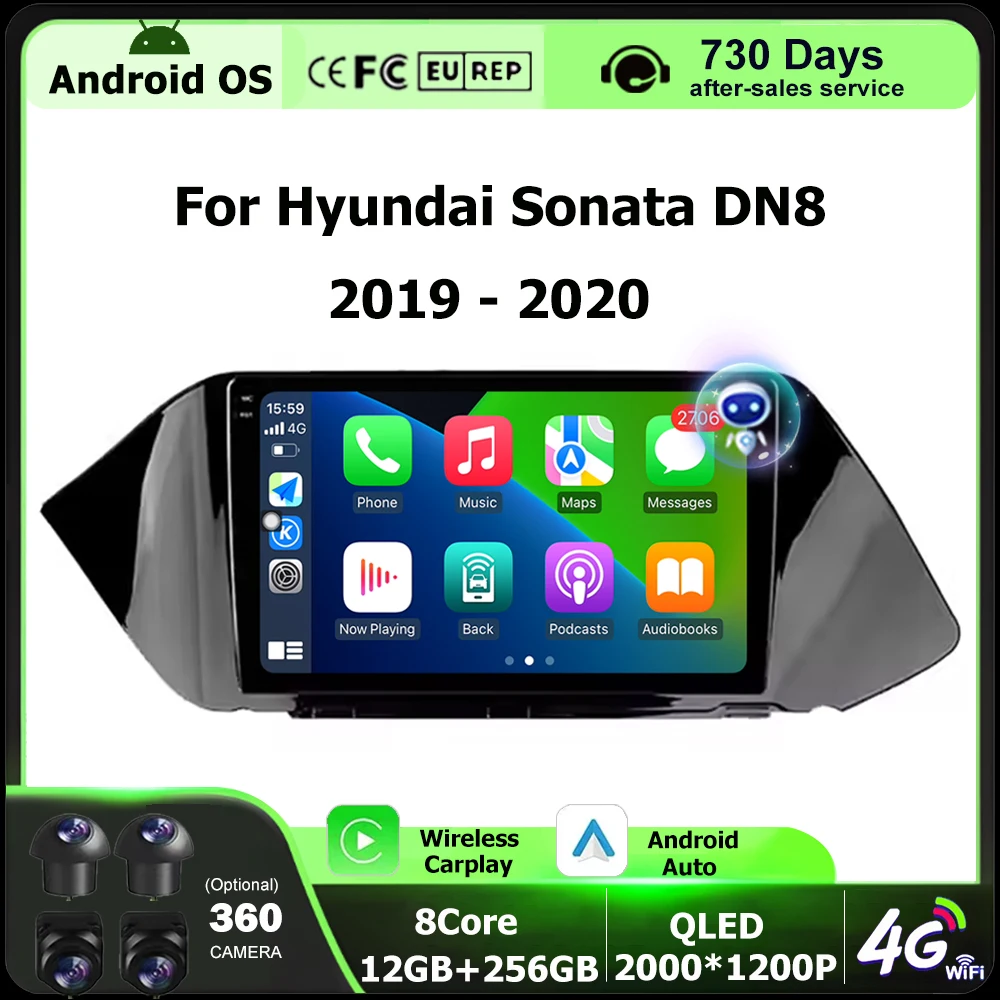 Android 16 Auto For Hyundai Sonata DN8 2019 - 2020 Car Radio Multimedia Video Player GPS Navigation QLED Touch Screen Bluetooth
