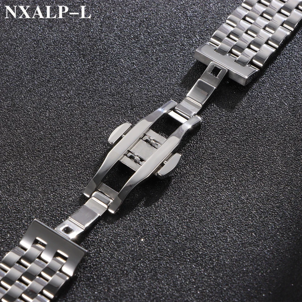 Pulseira de aço inoxidável sólido 18mm 20mm 22mm pulseira de relógio curvada/extremidade plana para tissot para longines para seiko para cidadão