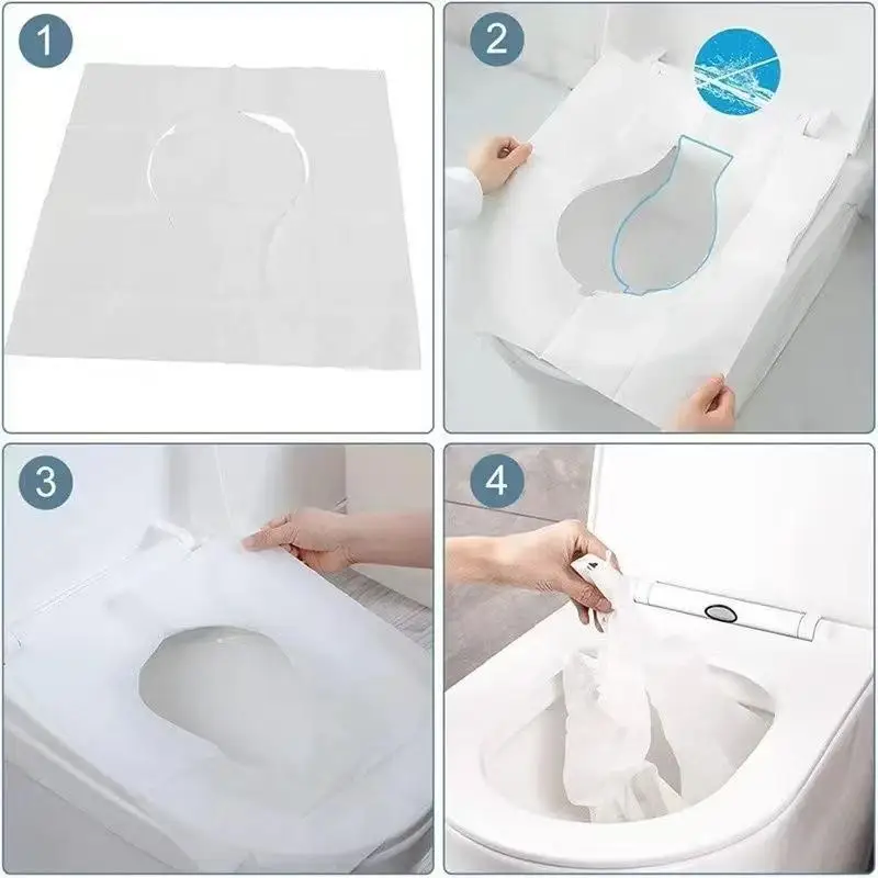 50/100 Stück Große Universelle Version Einweg-Toilettensitzauflage Tragbare Wasserdichte Toiletten-Sitzauflage für Reisen – Detail 4