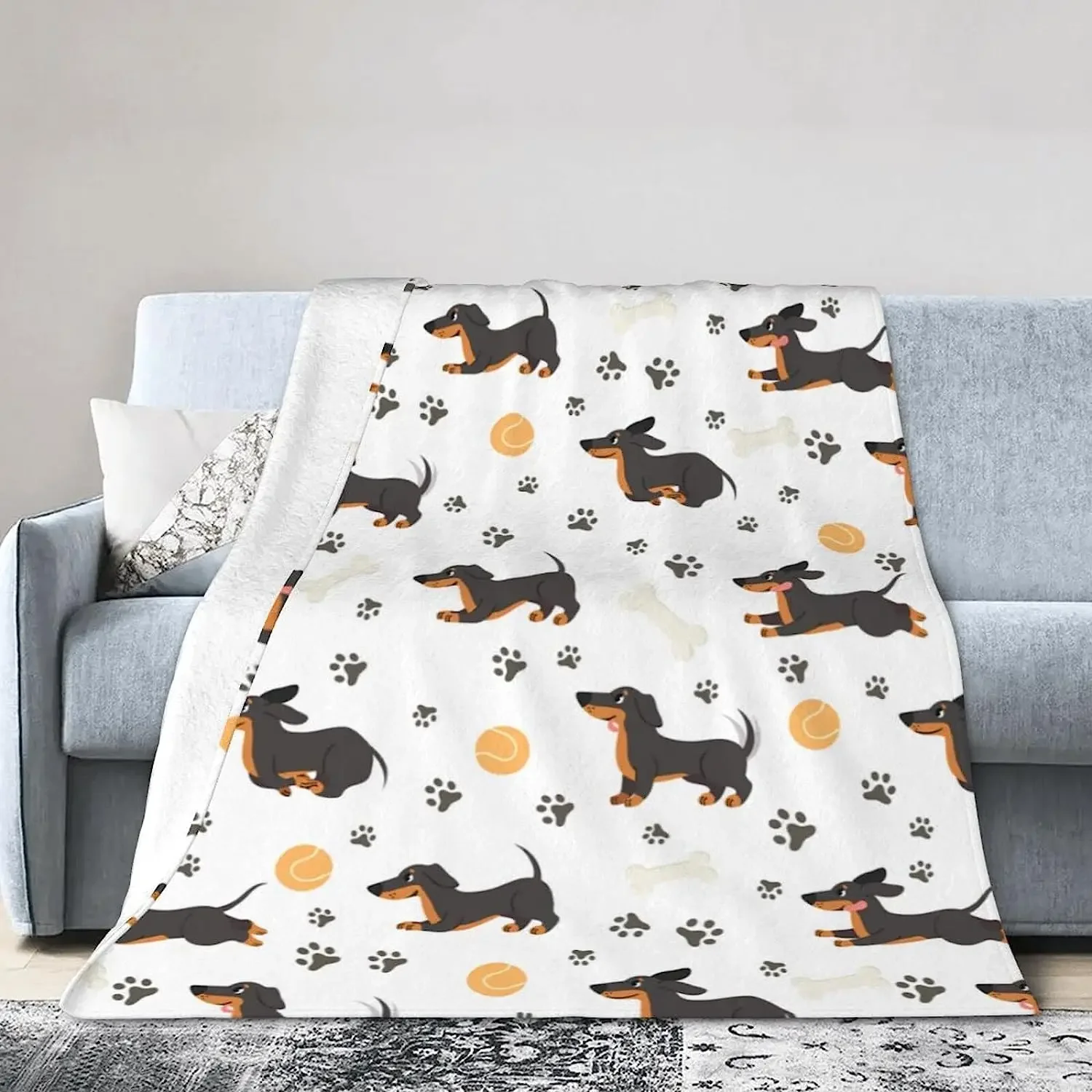 Dachshund Throw Blanket Soft Fleece Blankets Plush Comfy Microfiber Throws Decor for Home Bed Couch Living Room Sofa