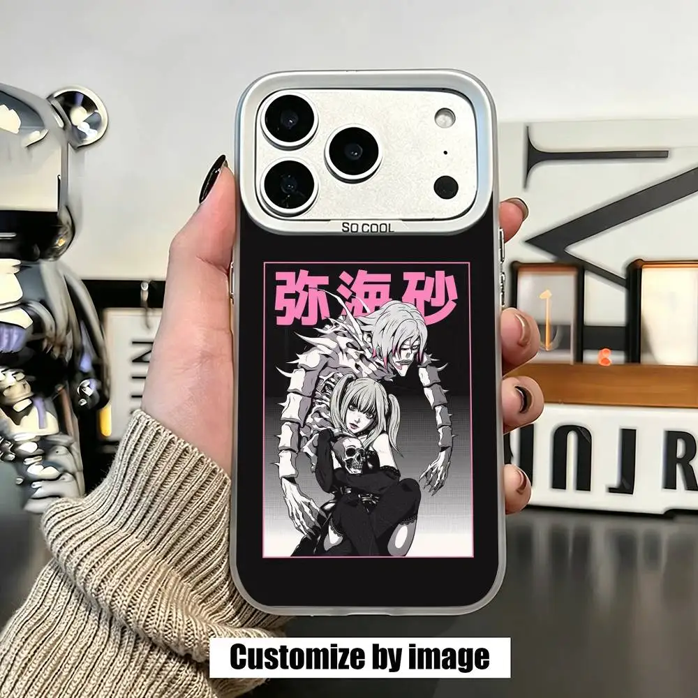 Funda para Teléfono Anime Misa D-Death N-Note para iPhone 17, 16, 15, 14, 13, 12, 11 Plus, Pro Max, XS, Blanca Plateada