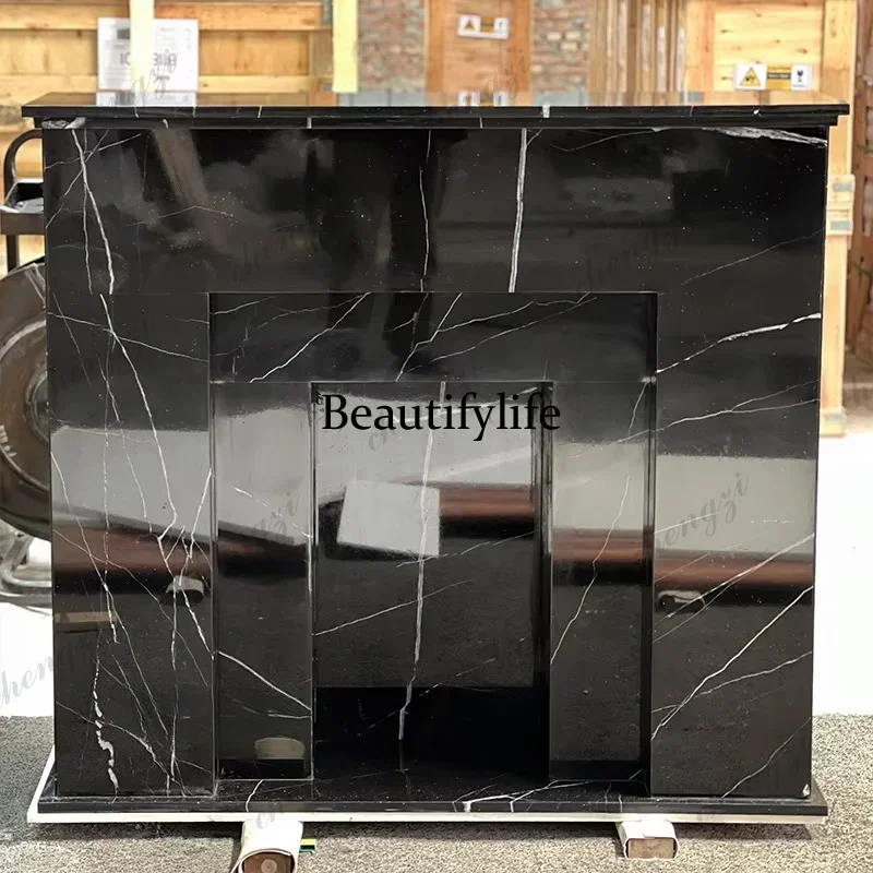 B56 Luxury Custom Size 100% Natural Black Marble Stone Home Decoration Black Marquina Marble Fireplace