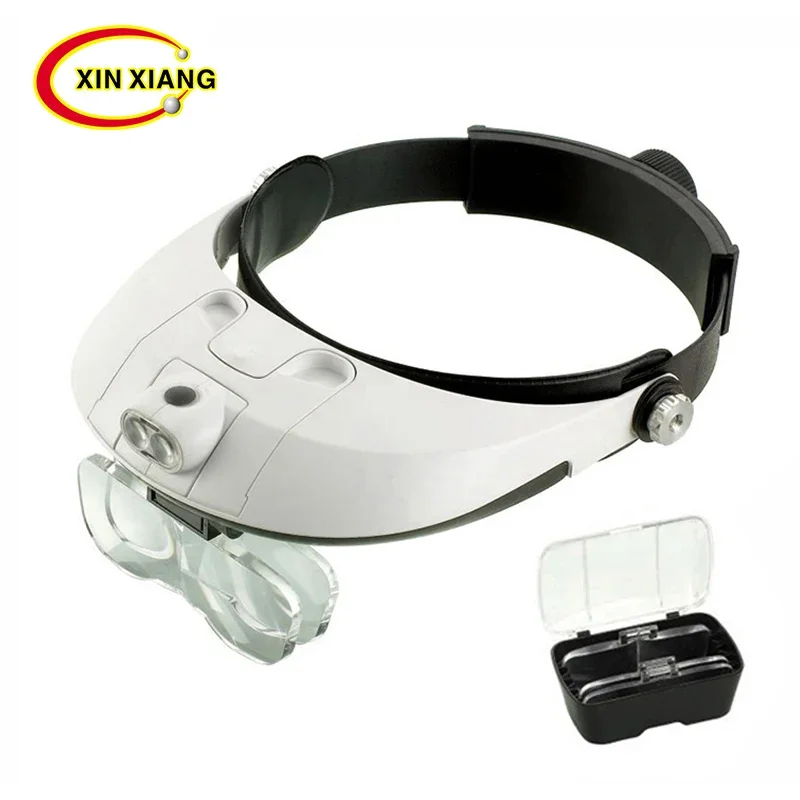 

Double Lens Illuminated Magnifier Headband Glasses Magnifying Loupe Removable LED Light Magnifier 1X 1.5X 2X 2.5X 3.5X Lupa