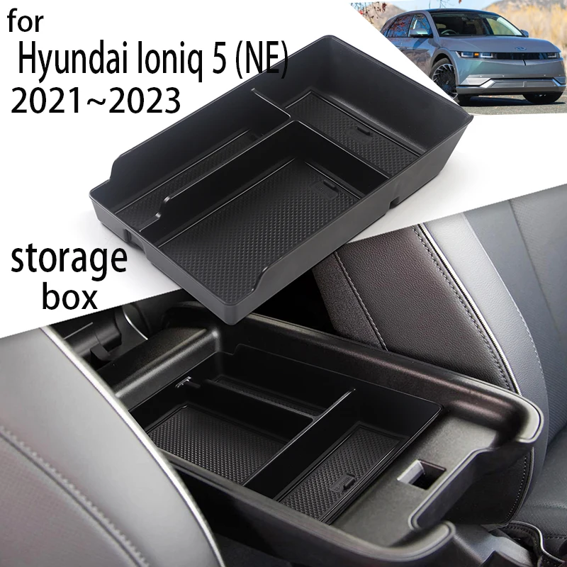 

Car Storage Box For Hyundai Ioniq 5 Accessories 2022 2023 2021 NE Center Console Flocking Organizer Containers Car Accessories