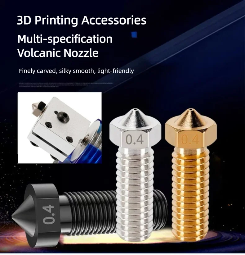 Volcano Nozzle For Artillery Sidewinder X1 & X2 Genius Pro Vyper Kobra Plus, Max 1.75mm Filament M6 Thread Hotend Brass Nozzles
