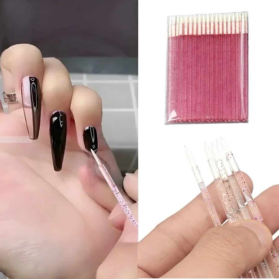 50pcs Nail Art Drawing Line Soft Brush Crystal Rod  Disposable Clean-free Nail Glue Applicator Pen Eyeliner Brush Lip LinerBrush