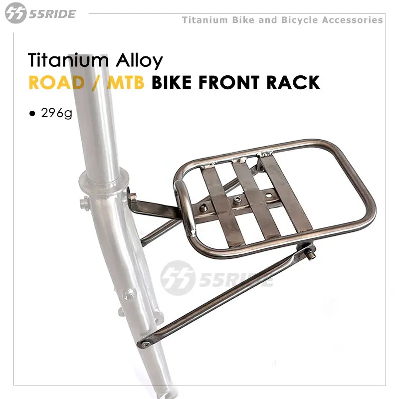 55RIDE Titanium Alloy Bike Front Rack for MTB Road Cargo, Racks Load Bearing Bicycle Carrier Bag Luggage Shelf Bracket Cycling
