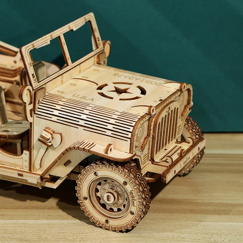 Off-road Jeep Modell 3D Holz Puzzle Auto Montage Spielzeug Jeep Puzzle Spielzeug für Erwachsene Holz Modell Baustein Kits