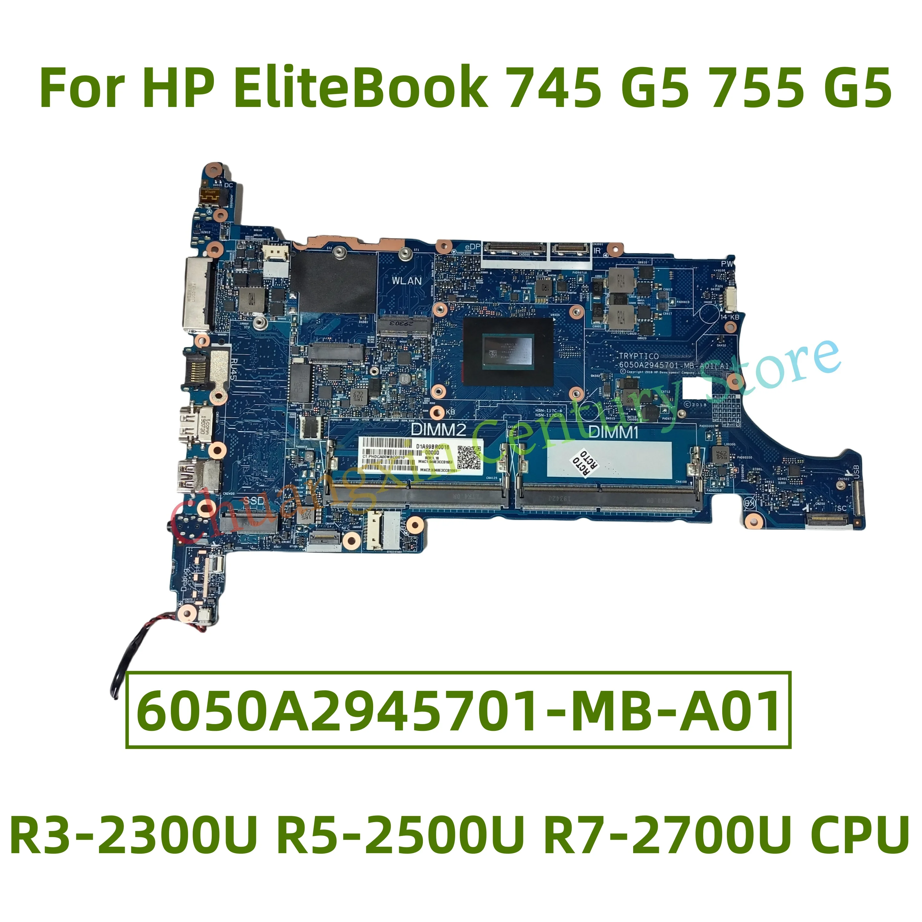 

6050A2945701-MB-A01 Motherboard for HP EliteBook 745 G5 755 G5 Laptop with R3-2300U R5-2500U R7-2700U CPU 100% test ok shipment