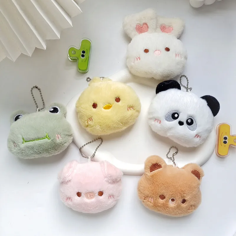 

Plush Doll Pendant Soft Stuffed Animal Keychain Frog Rabbit Panda Pig Bear Bag Charm Backpack Accessory Purse Decor Brooch