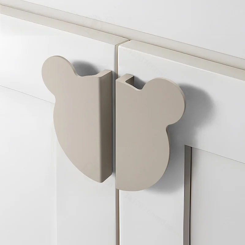 Modern Semi-circle Bear Head Cabinet Pulls Simple Wardrobe Drawer Knobs Hardware Handles for Cupboard Nightstand Furniture