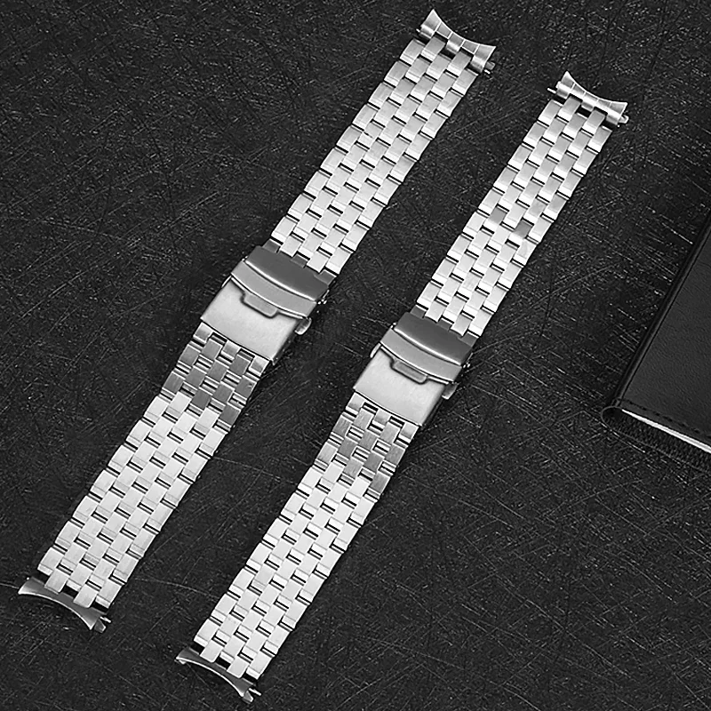 Pulsera plana curvada para Seiko SKX175 SKX009 SKX173 SKX007 20mm 22mm pulsera de acero inoxidable hombres mujeres correa de repuesto