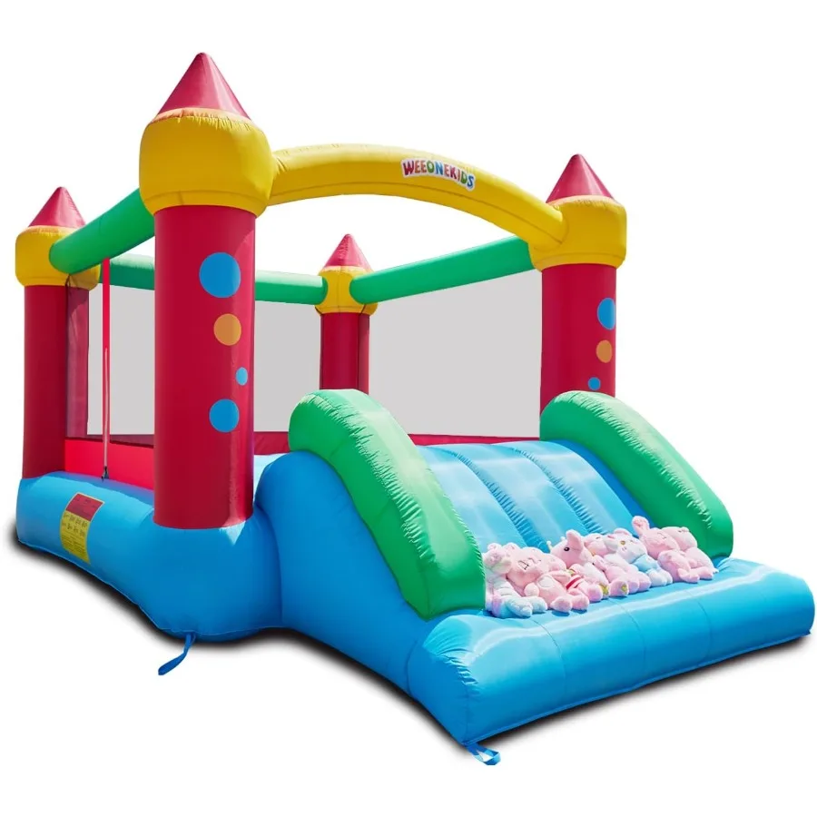 

Air Bounce House Inflatable Bouncer with Air Blower and Slide Jumping Family Backyard Bouncy Castle with Extra Thick Material R