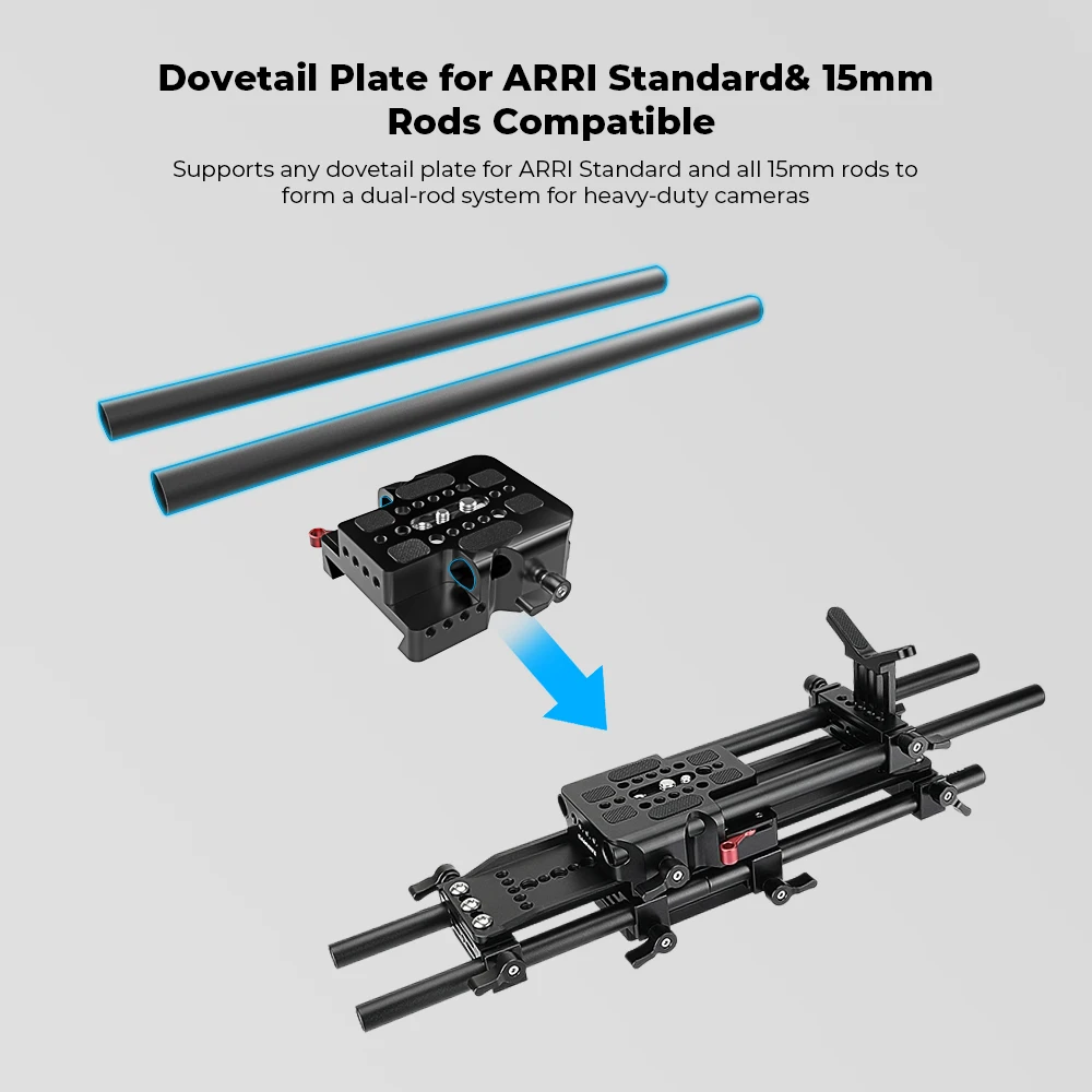 Piastra di base scorrevole a sgancio rapido CAMVATE con binario da 15mm, compatibile con piastra Standard a slitta da 12 "a coda di rondine