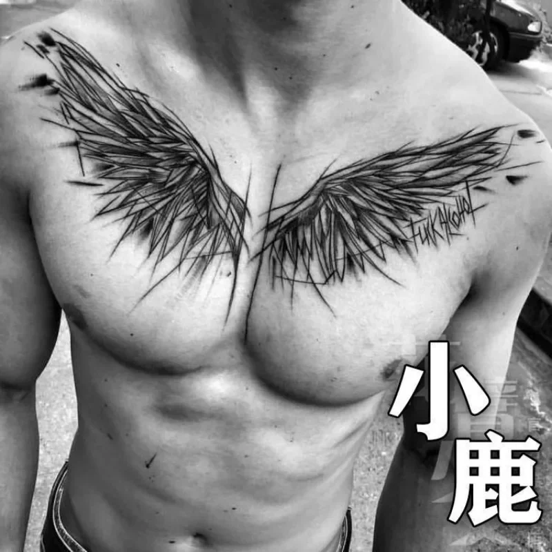 

Angel Wings Temporary Tattoo Art Demon Punk Fake Tattoo Lasting Tatoo Sticker Chest Waterproof Stickers Tatuajes Temporales