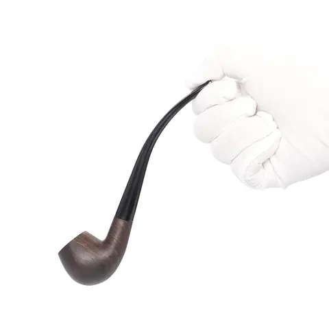 JIBILL 17cm long tobacco pipe church pipe sandalwood bowl acrylic pipe mouth Father's Day gift no filter solid wood smoking pipe