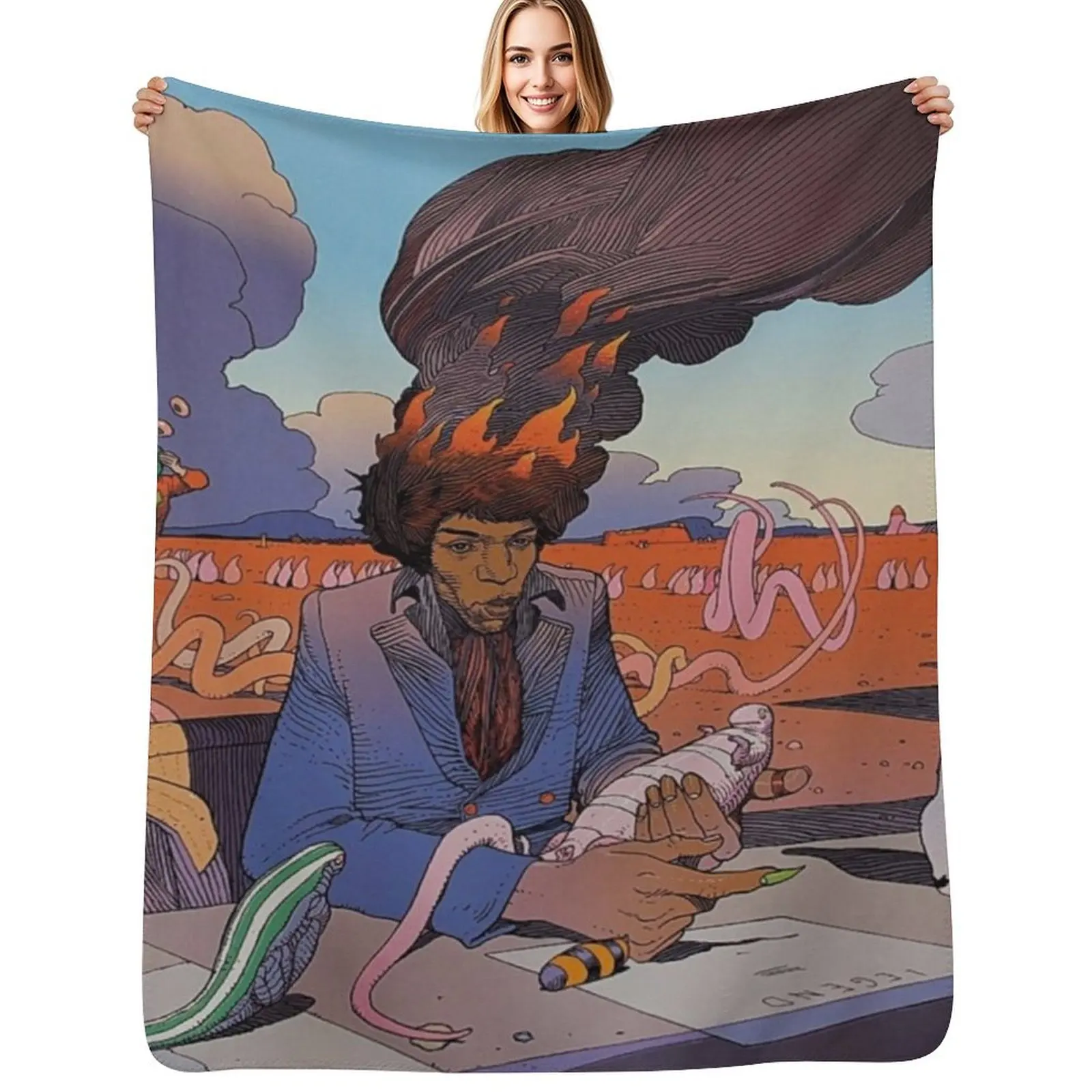 

Art by Jean Giraud Throw Blanket funny gift Thermal Multi-Purpose Loose Blankets